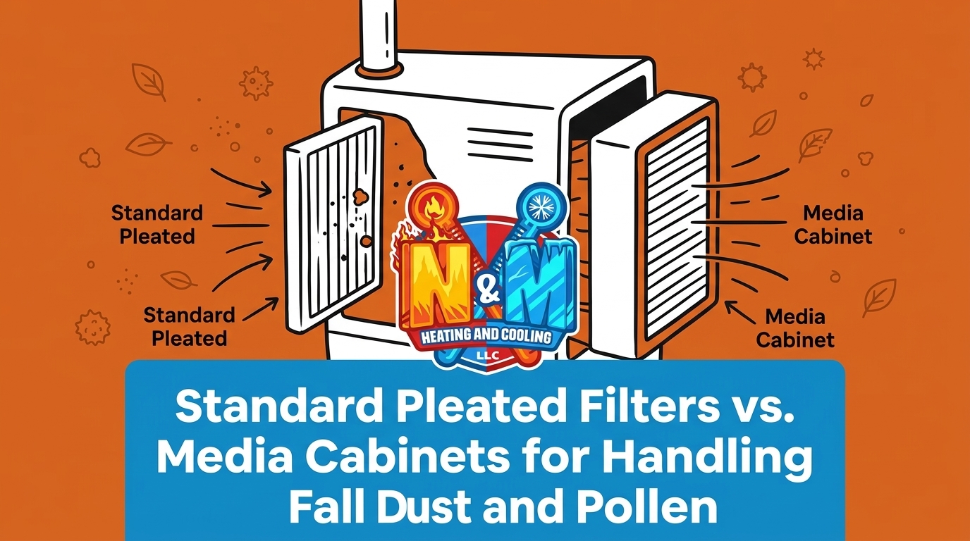 HVAC Blog 1 Standard Pleated Filters vs. Media Cabinets for Handling Fall Dust and Pollen — featured image